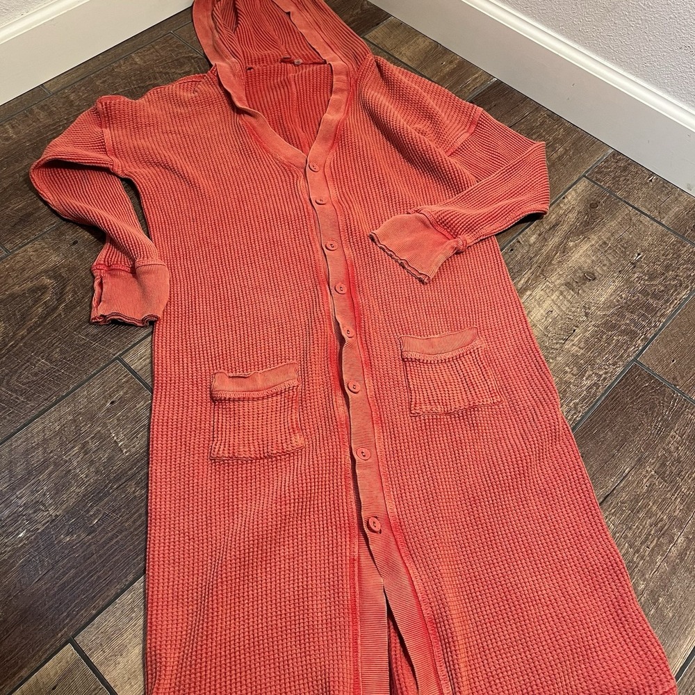 Free People FP One S Harley Cardi Dropped Shoulder Thumbhole Pocket Hoodie Red
